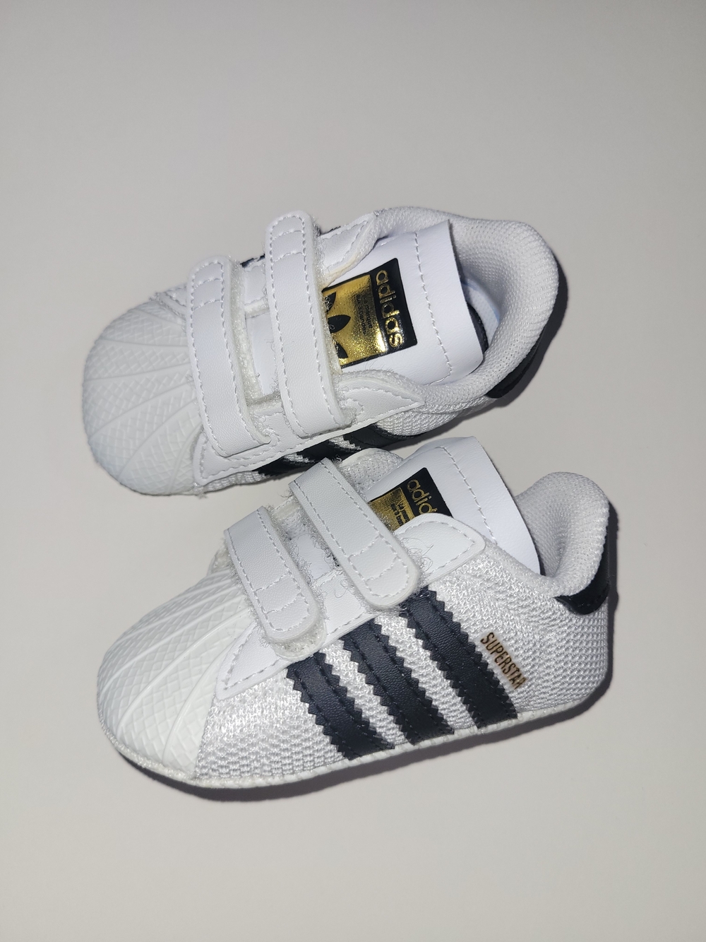 Sz 1 Adidas Infant Baby Superstar Sneakers White Black Shoes